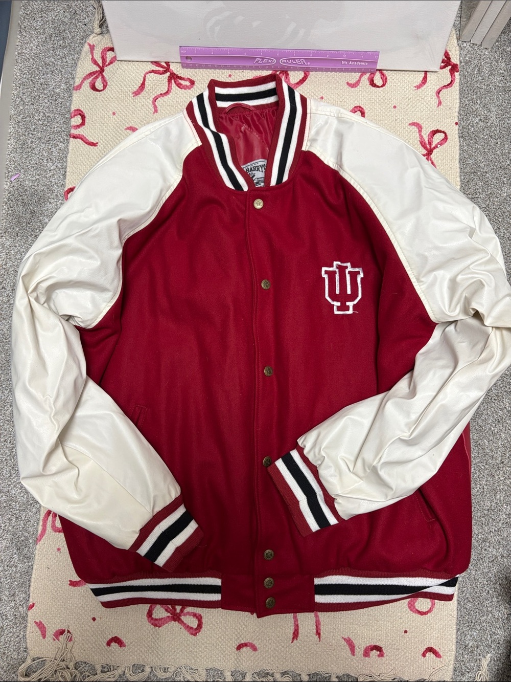 Steve & Barry's Maroon and White Varsity Bomber Jacket